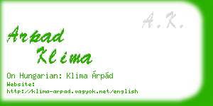 arpad klima business card
