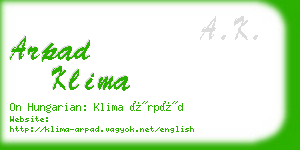 arpad klima business card